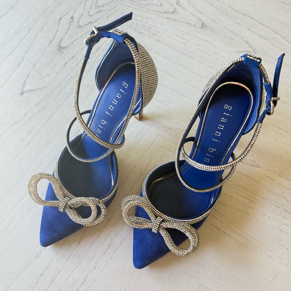 New Gianni Bini Rhinestone Bow Pointed Toe Pumps Heels - Picture 3 of 9
